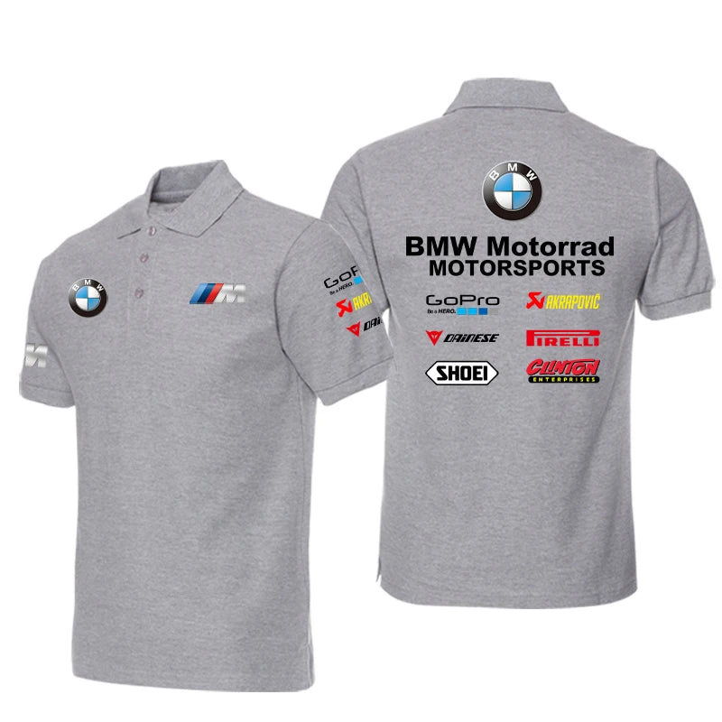 BMW Motorcycle Cycling Suit Short-sleeved Team Clothes Polo Shirt Track Factory Uniform Locomotive Lapel T-shirt Men Clothing