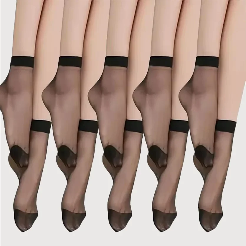 40pcs Summer Transparent Thin Socks Women Black Skin Ultrathin Stockings Female Sexy Crystal Short Ankle Sock Nylon Non-Slip