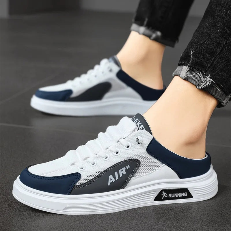 2025 Summer New Men's Shoes Slip-On Loafers Flat Slippers Summer Half Slippers Lightweight Lazy Shoes Student Sandalias Zapatos
