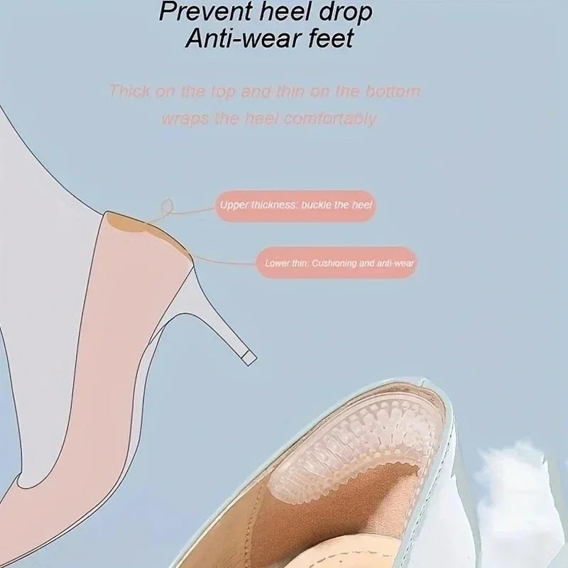 Upgrade Silicone Heel Stickers Heels Grips for Women Men Anti Slip Heel Cushions Non-Slip Inserts Pads Foot Heel Care Protector