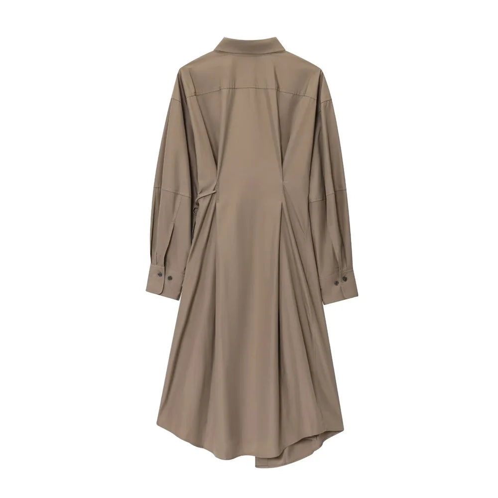 Women's new casual simple shirt dress long skirt