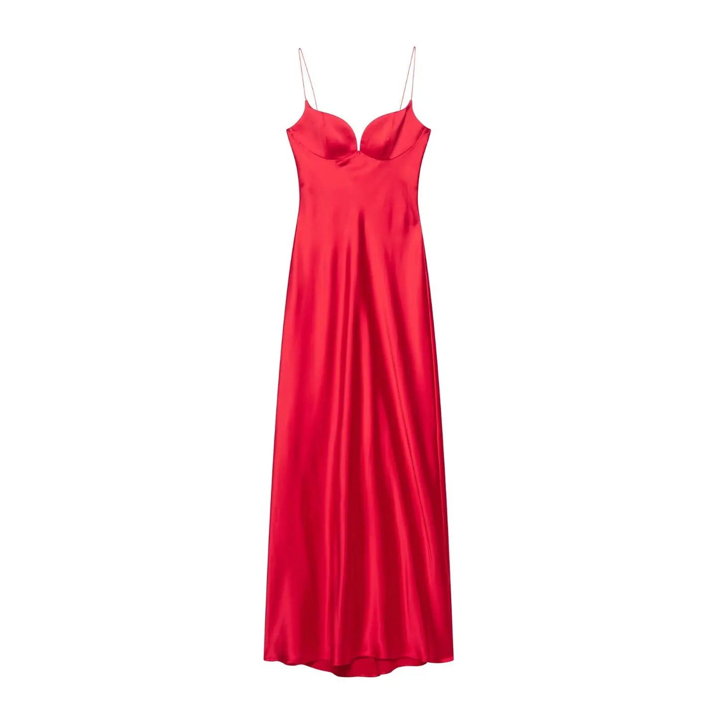 2025 new women's clothing European and American style fashion versatile temperament sexy satin texture long dress