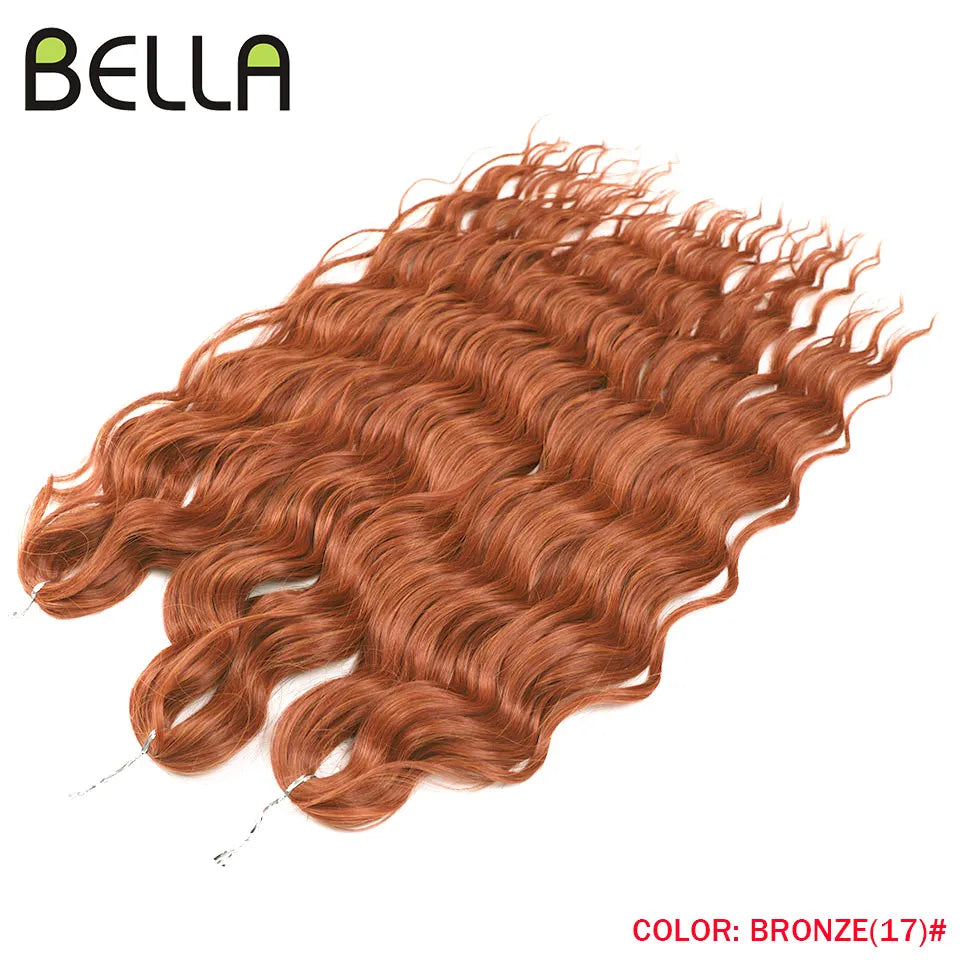FASHION IDOL 24" 3pcs Deep Wave Curl Hair Synthetic Water Wave Braiding Hair Extensions Ombre Rainbow color Twist Crochet Hair