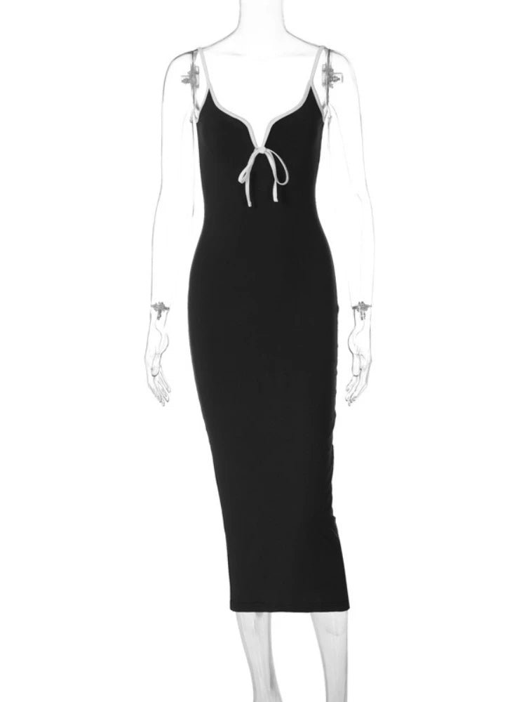 Women's Clothing 2025 Summer New Fashionable Dress Temperament V-neck Slim Fit Hip Hugging Suspender Sexy Spicy Girl Dress