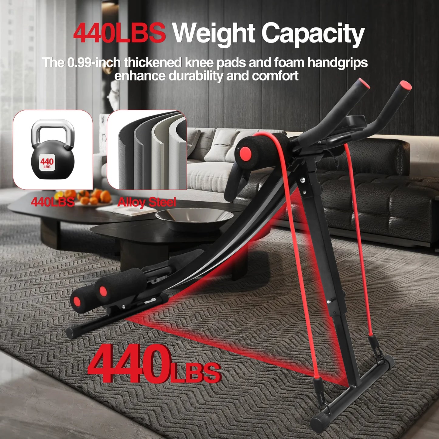 GIKPAL Foldable Ab Machine Ab Workout Equipment for Home Gym,Core & Abdominal Trainer Fitness Equipment Max 440lbs LCD Display