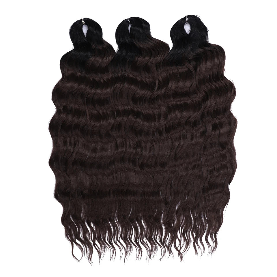 FASHION IDOL 24" 3pcs Deep Wave Curl Hair Synthetic Water Wave Braiding Hair Extensions Ombre Rainbow color Twist Crochet Hair