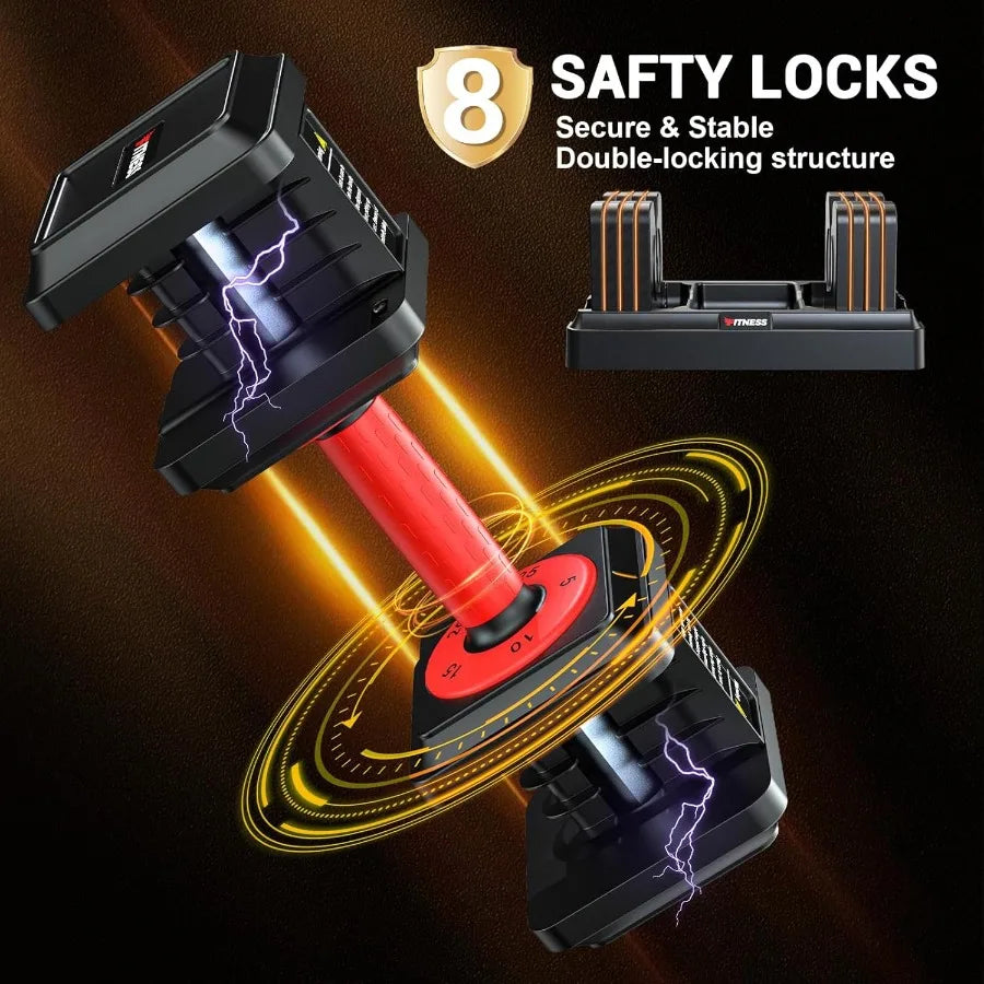 Adjustable Dumbbells 2 Pieces 1 Second Weight Dumbbells 5 in 1 Free Adjustable with Nonslip Textured Handle for Home Gym for Me