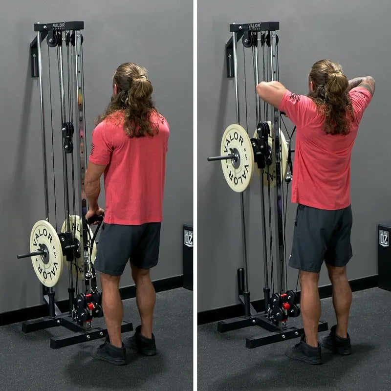 Valor Fitness BD-62 Wall Mounted Cable Machine with Adjustable Dual Pulley System Functional Home Gym Workout Equipment