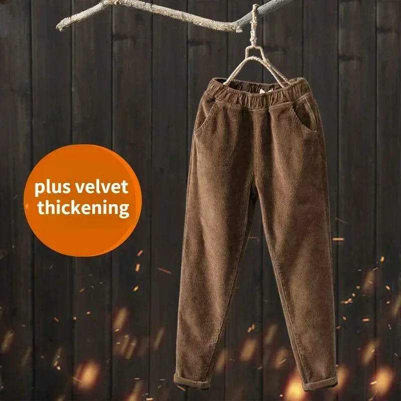 Women's Pants Autumn Winter Loose Corduroy Harem Pants High Waisted Velvet Trousers Female Warm Pants for Women