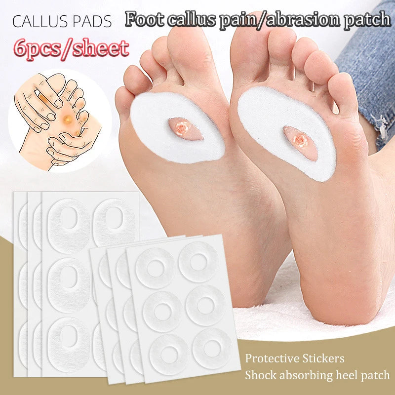 6pcs/sheet Foot Callus Pain Heel Stickers Felt Corns Self-adhesive Sticker Preventing Calluses Pain Abrasion Protective Patches