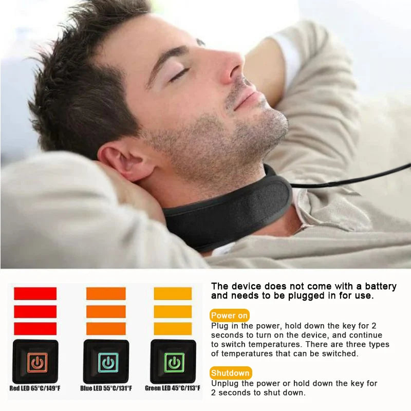 Electric Heated Neck Protection Belt Three Adjustable Temperature Levels for Warmth and Neck Massage Neck Relaxation Black