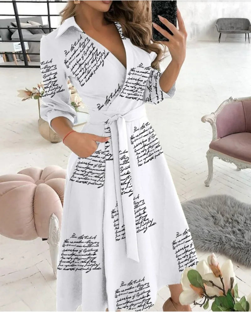 Women's summer off the shoulder hanging neck tie loose women's dress for commuting versatile temperament