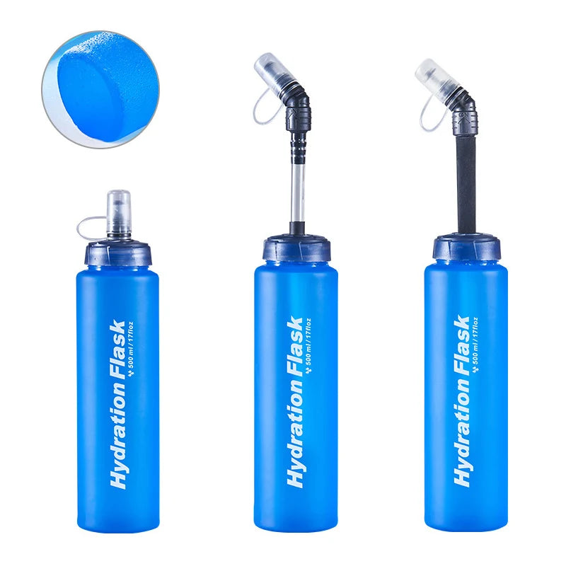 Foldable TPU Soft Flask Water Bottles 250ml 500ml 750ml Running Hydration Pack Waist Bag Vest Outdoors Sport Water Bottle Bag