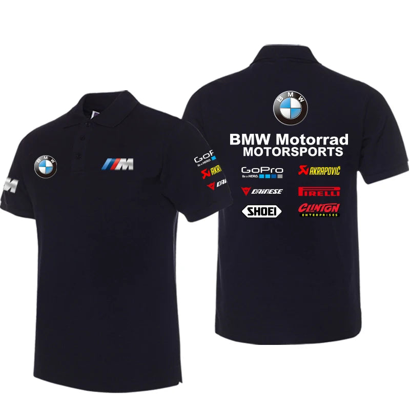 BMW Motorcycle Cycling Suit Short-sleeved Team Clothes Polo Shirt Track Factory Uniform Locomotive Lapel T-shirt Men Clothing