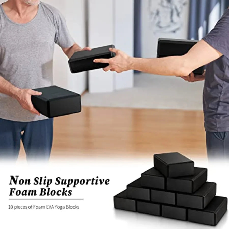 10 Pcs Foam EVA Yoga Blocks Lightweight Non Slip Supportive Yoga Bricks for Pilates Stretching and Meditation Women Men Yogi Be