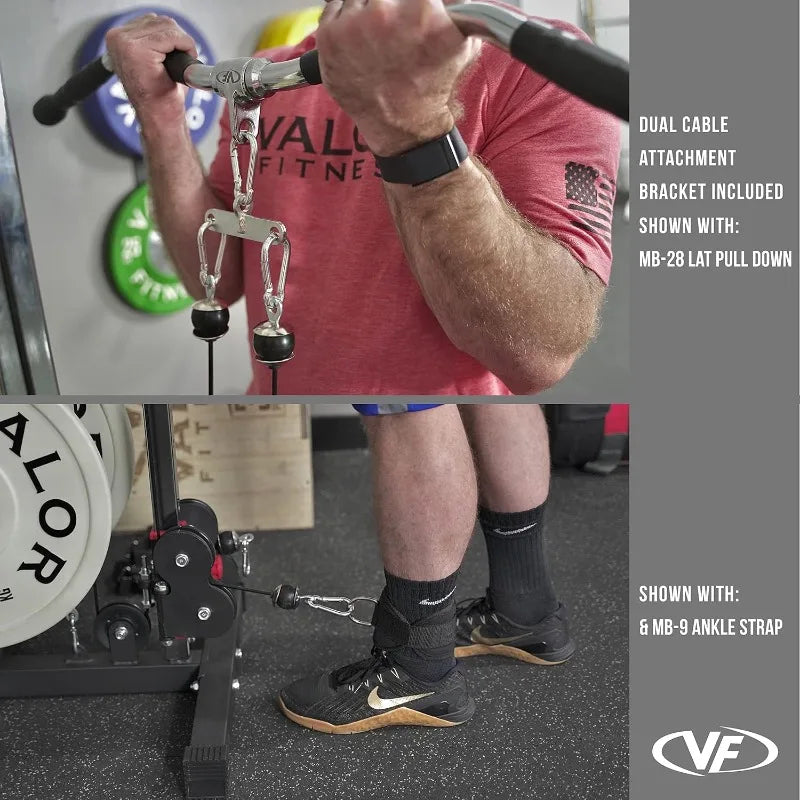 Valor Fitness BD-62 Wall Mounted Cable Machine with Adjustable Dual Pulley System Functional Home Gym Workout Equipment