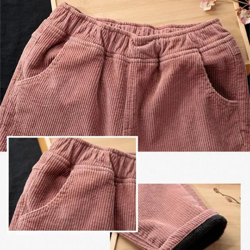 Women's Pants Autumn Winter Loose Corduroy Harem Pants High Waisted Velvet Trousers Female Warm Pants for Women