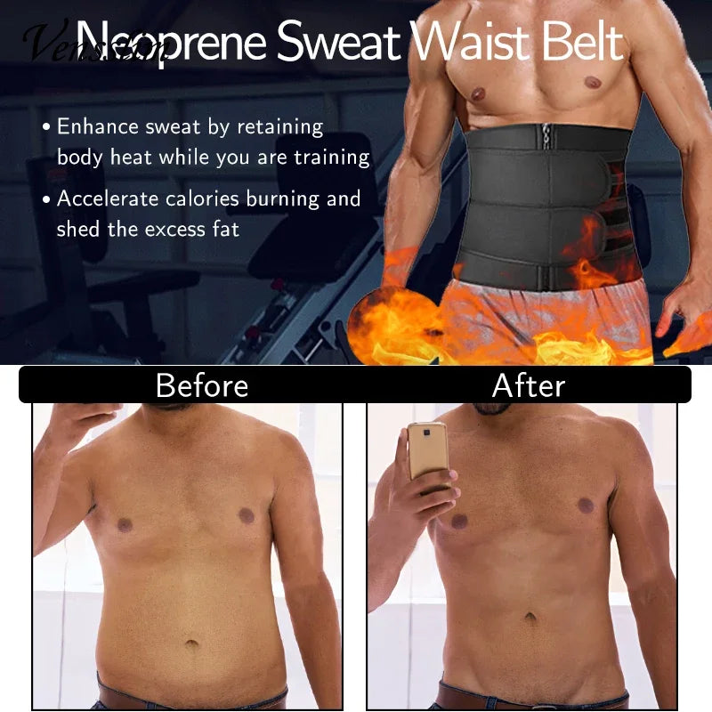 Vensslim Men Waist Trainer Body Shapers Slimming Belt Sheath Weight Loss Belly Cinchers Workout Trimmer Corset Sauna Sweat Strap
