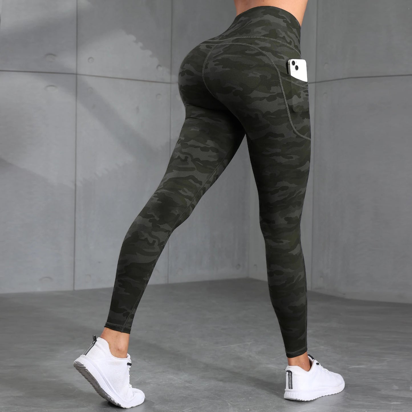 Women's High-Waisted Solid Color Yoga Pants With Pockets, Compression Leggings For Sports, Fitness, Running