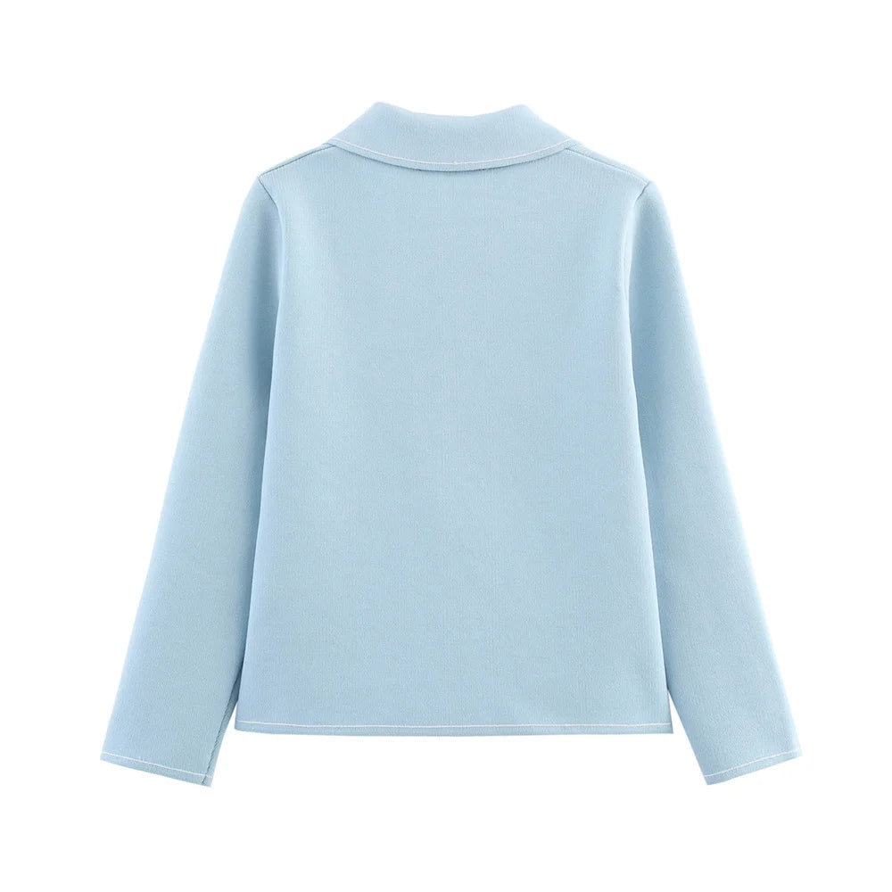New European and American style women's clothing with decorative edge knitted jacket and skirt