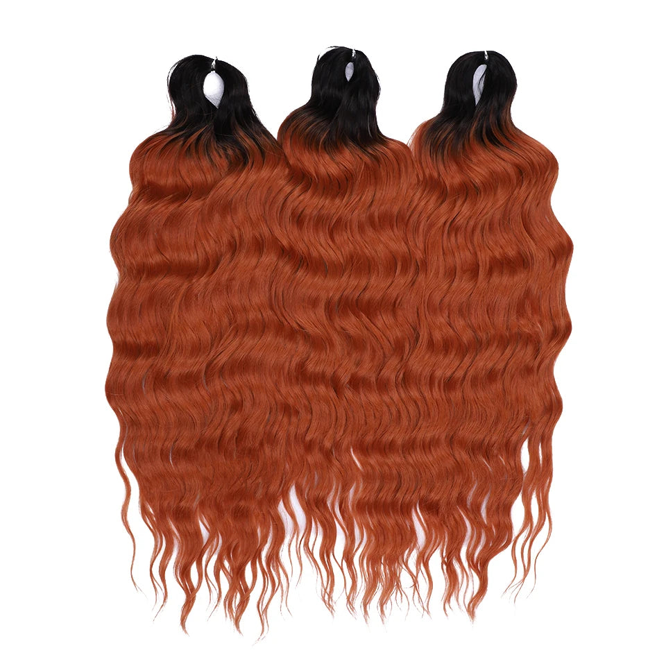 FASHION IDOL 24" 3pcs Deep Wave Curl Hair Synthetic Water Wave Braiding Hair Extensions Ombre Rainbow color Twist Crochet Hair