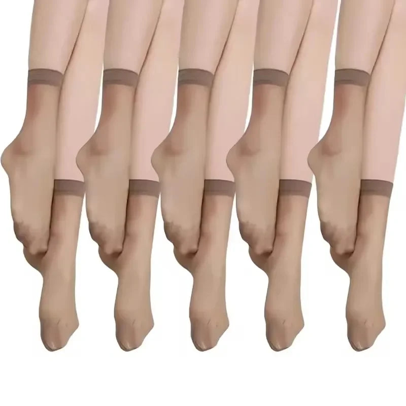 40pcs Summer Transparent Thin Socks Women Black Skin Ultrathin Stockings Female Sexy Crystal Short Ankle Sock Nylon Non-Slip