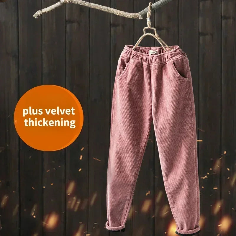 Women's Pants Autumn Winter Loose Corduroy Harem Pants High Waisted Velvet Trousers Female Warm Pants for Women