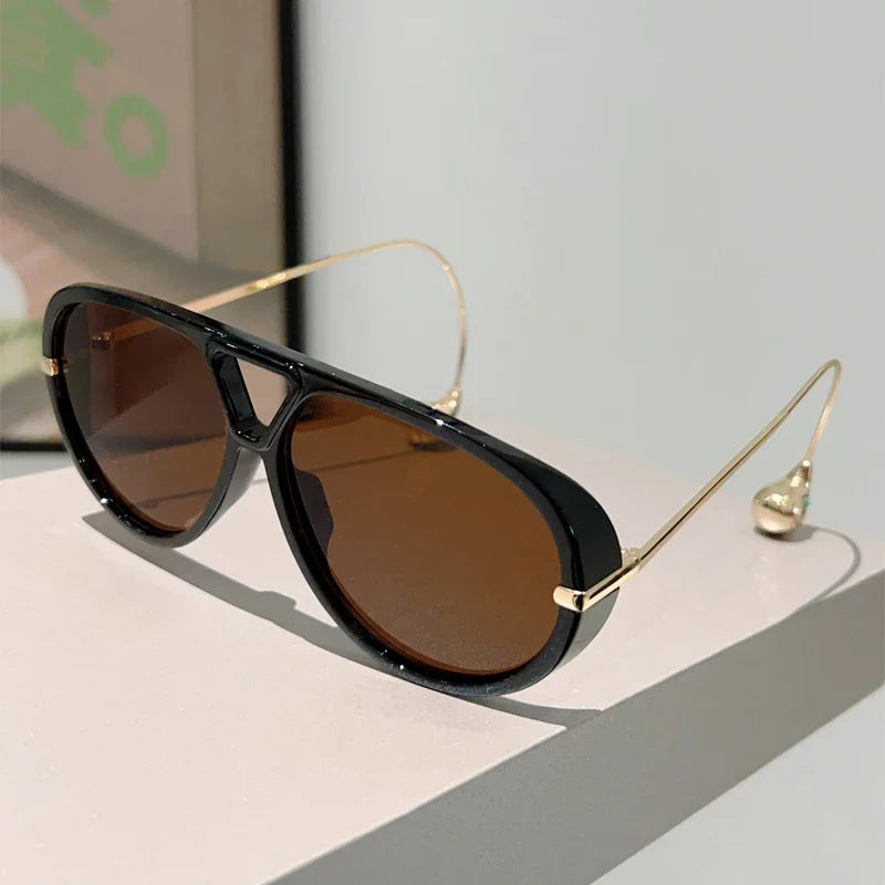 GM LUMIAS Oversized Pilot Sunglasses New in Fashion Double Bridge Gradient Sun Glasses Women Trendy Luxury Brand Design Shades