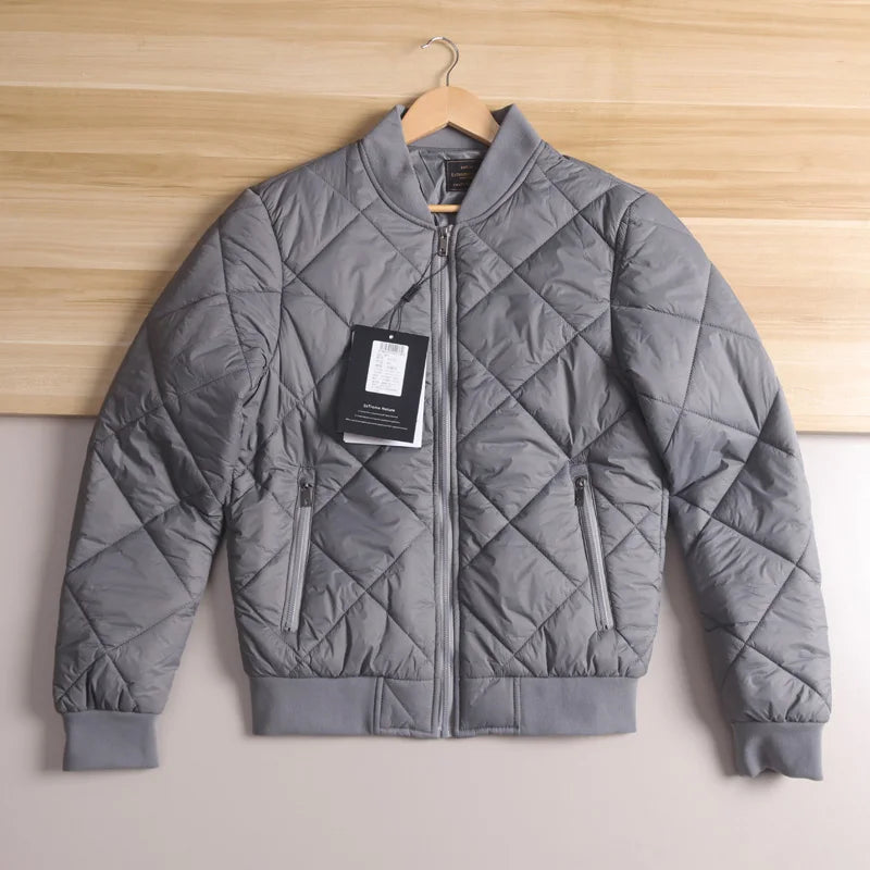 Warmth And Sle: Men's Cotton Jaet with Quilted Diamond Pattern And Baseball Collar Lightweight Autumn Winter Outerwear