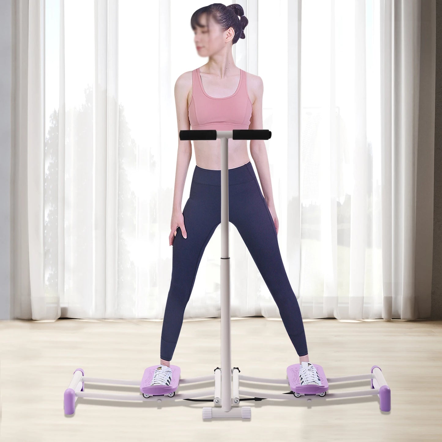 Foldable Pelvic Floor Muscle Fitness Equipment Adjustable Leg Exercise Equipment Ski Thin Legs Hip Exerciser pPink/Purple