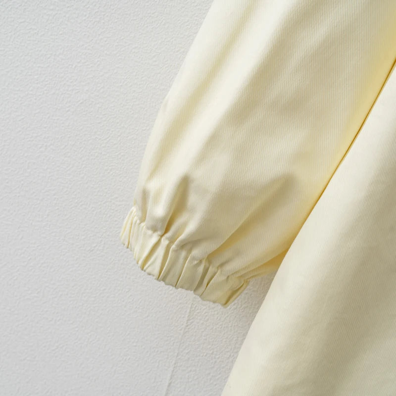 2025 Women Spring / Autumn Light Yellow Adjustable waist Zip Jacket