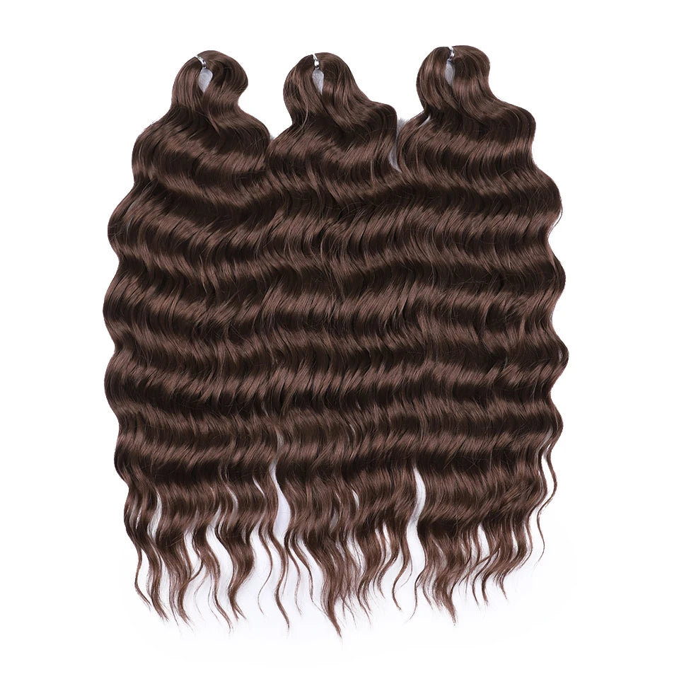 FASHION IDOL 24" 3pcs Deep Wave Curl Hair Synthetic Water Wave Braiding Hair Extensions Ombre Rainbow color Twist Crochet Hair
