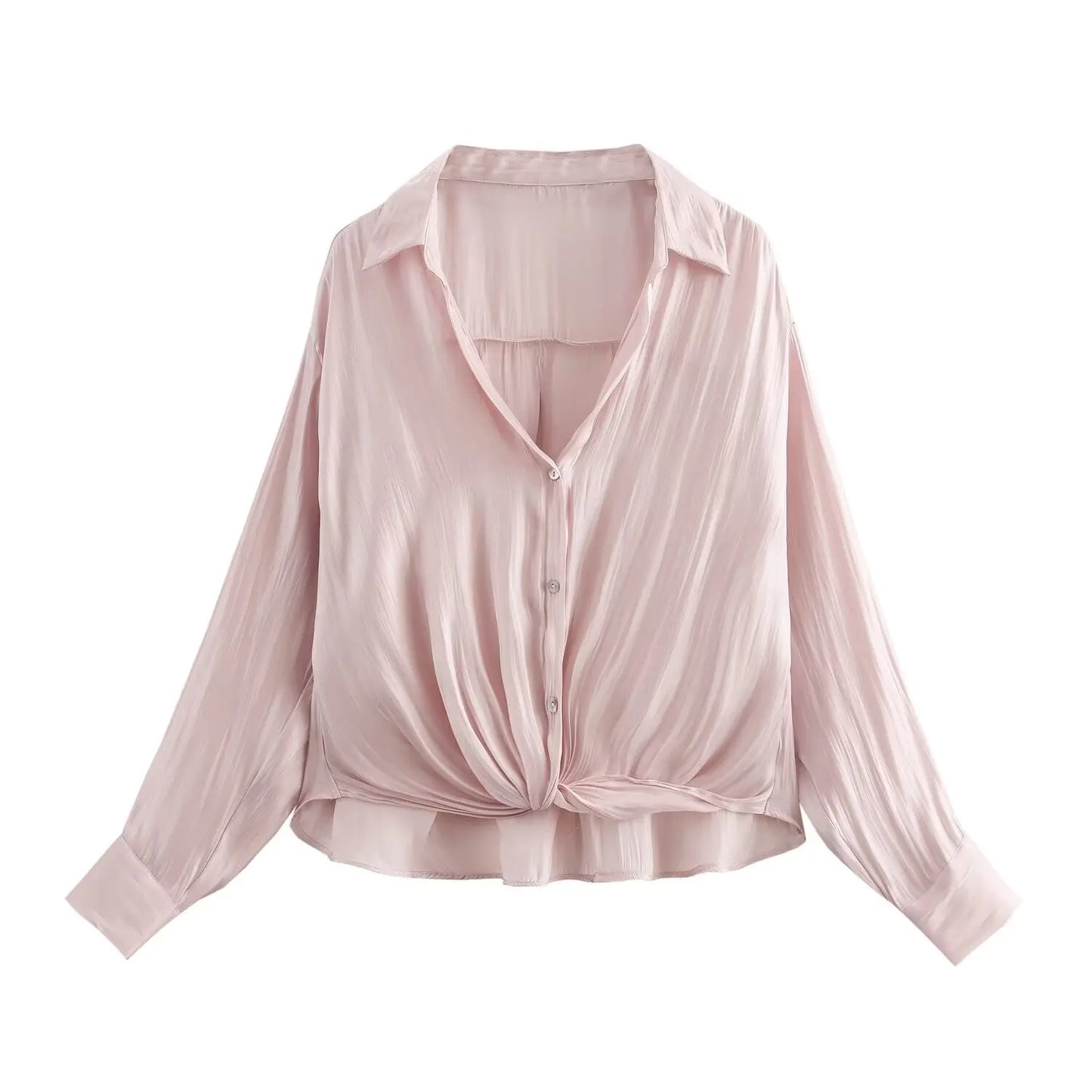 New Women's Clothing European And American Style French Design Fashionable Versatile Knot Decoration Silk Texture Shirt