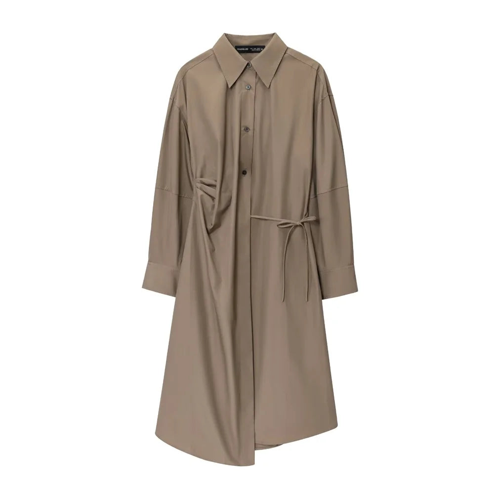 Women's new casual simple shirt dress long skirt