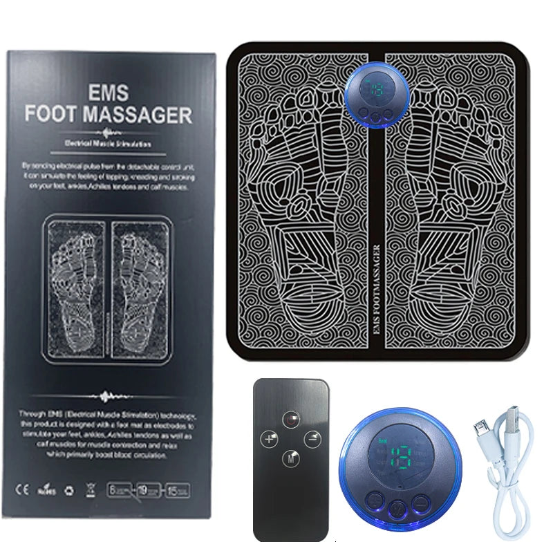 EMS Remote Foot Massager Rechargeable Massage Mat Foot Relaxation Pads Ele ctric Foot Massage Tool To Relieve Sore Feet Fitness