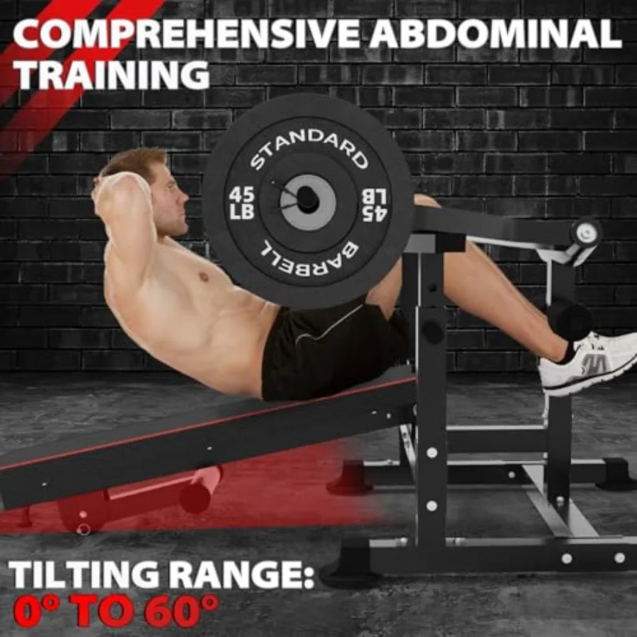 Adjustable Chest Press Machine with Independent Converging Arms Flat/Incline Weight Bench for Home Gym AB Workout Strength Trai