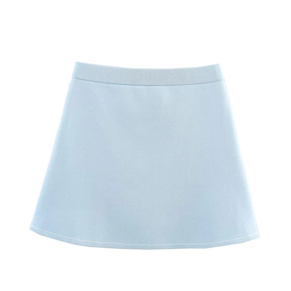 New European and American style women's clothing with decorative edge knitted jacket and skirt