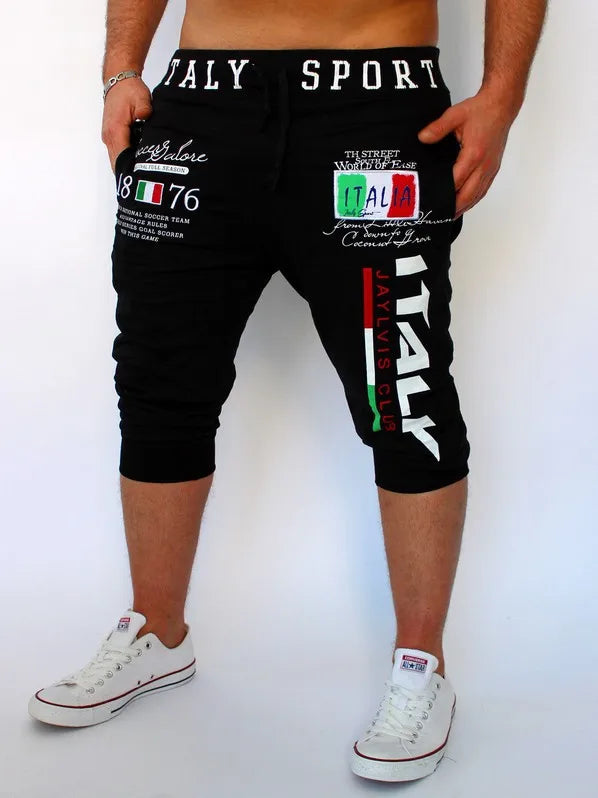 Men's Athletic Shorts Sweat Shorts Capri Pants Drawstring Print Letter Sports Outdoor Weekend Streetwear Stylish Sweatpants Male