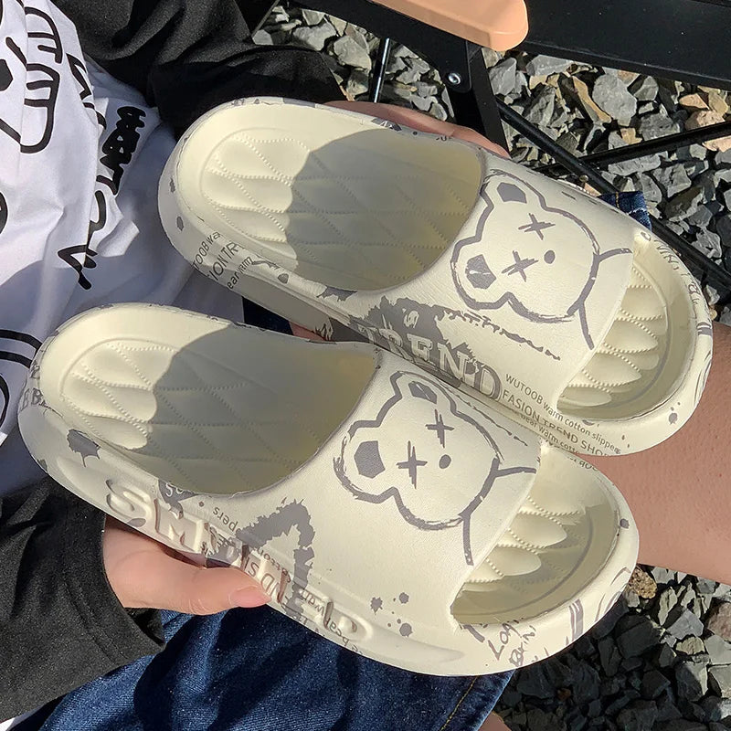 Indoor slippers for women at home, suitable for all seasons, fashionable for street walks, couple slippers for men