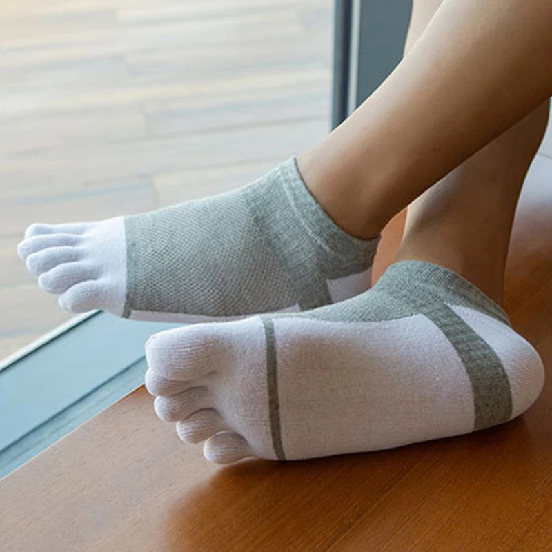 3 Pairs Five Finger Ankle Socks Cotton Men's Casual Mesh Breathable Comfortable No Show Socks With Toes