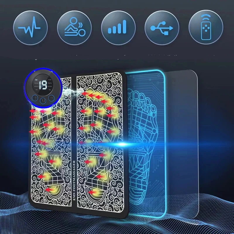 EMS Remote Foot Massager Rechargeable Massage Mat Foot Relaxation Pads Ele ctric Foot Massage Tool To Relieve Sore Feet Fitness