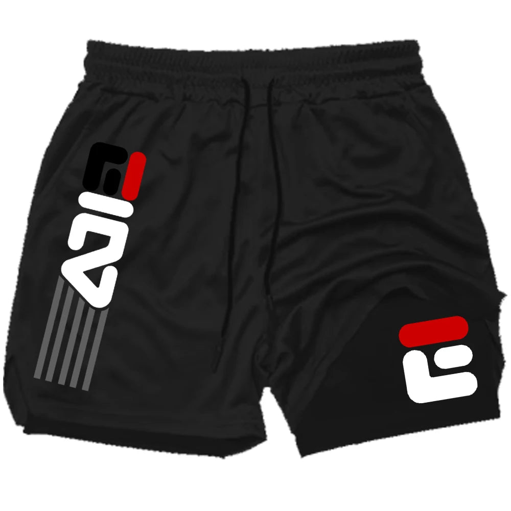 Gym Shorts Men Double-deck Workout Shorts 2 In 1 Quick Dry Workout Training Short Pants Fitness Sport Jogging Pants Running Shor