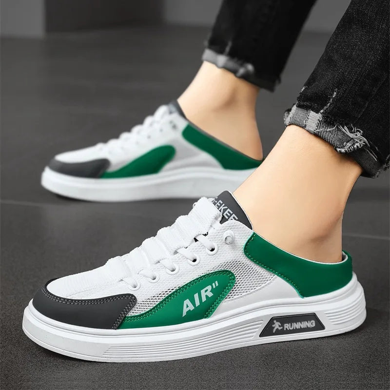 2025 Summer New Men's Shoes Slip-On Loafers Flat Slippers Summer Half Slippers Lightweight Lazy Shoes Student Sandalias Zapatos
