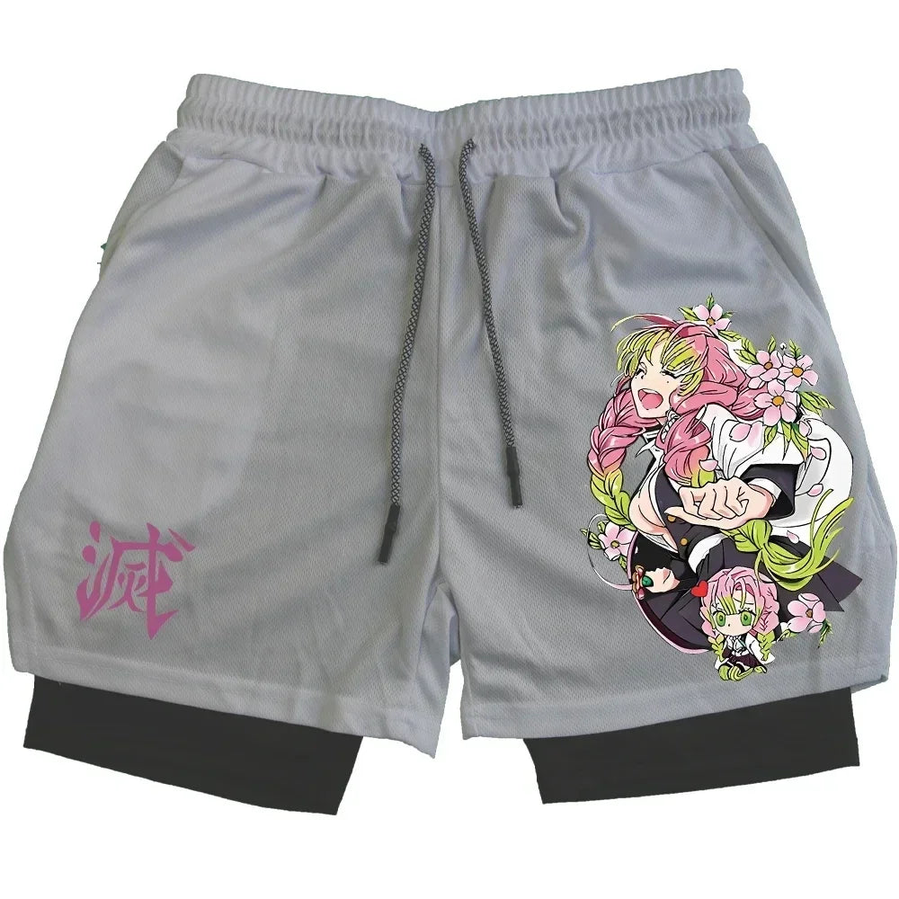 Outdoor Jogging Fitness Shorts Men's Printed Performance Double Layer Shorts Gym Workout Training Pants M-3xl