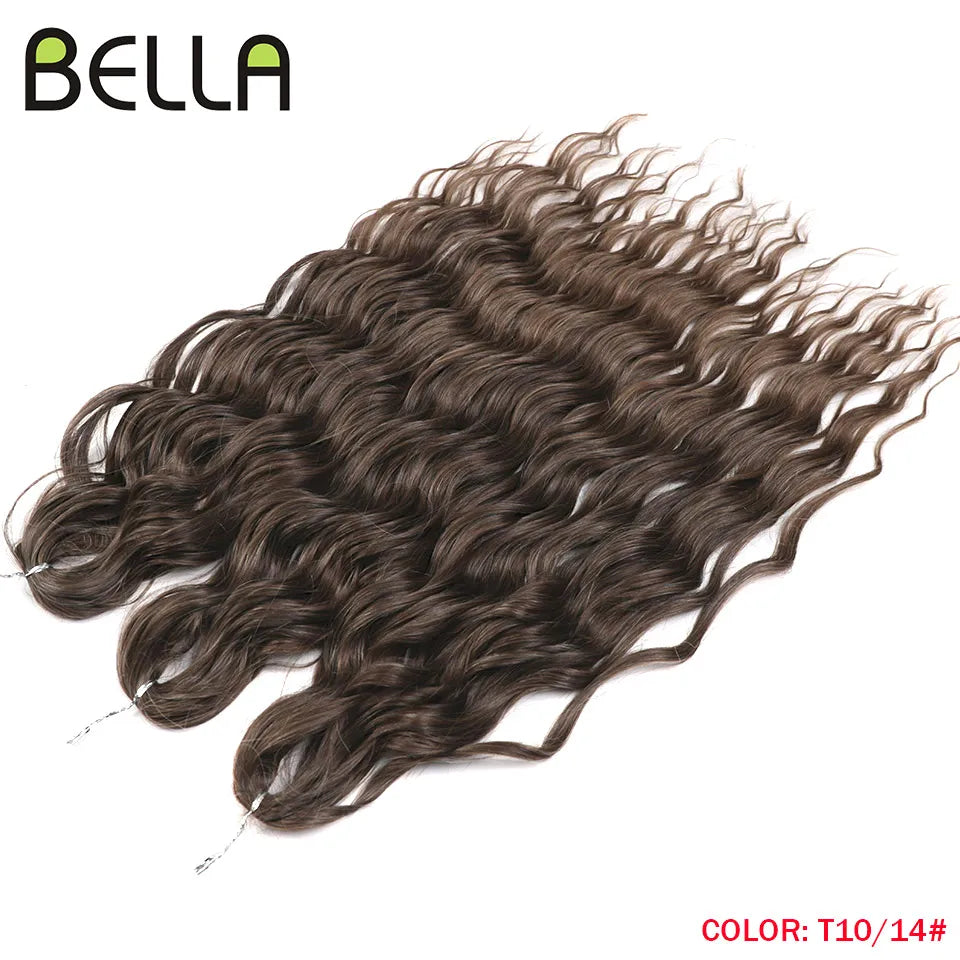 FASHION IDOL 24" 3pcs Deep Wave Curl Hair Synthetic Water Wave Braiding Hair Extensions Ombre Rainbow color Twist Crochet Hair