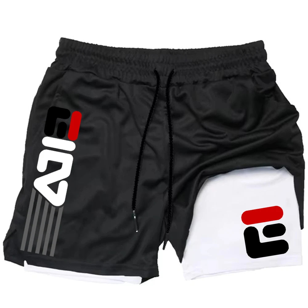 Gym Shorts Men Double-deck Workout Shorts 2 In 1 Quick Dry Workout Training Short Pants Fitness Sport Jogging Pants Running Shor