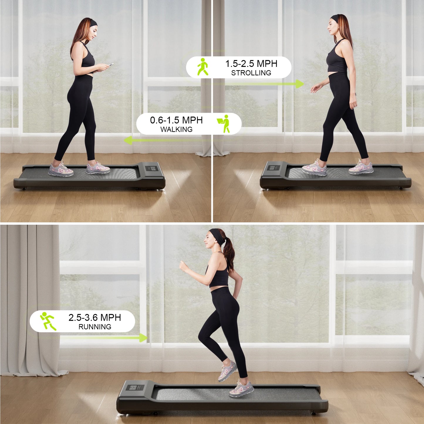 Treadmills for Home 2.5HP Remote Control LCD Display 300LBS Walking Pad Treadmills Portable Walkingpad Fitness Exercise Machine