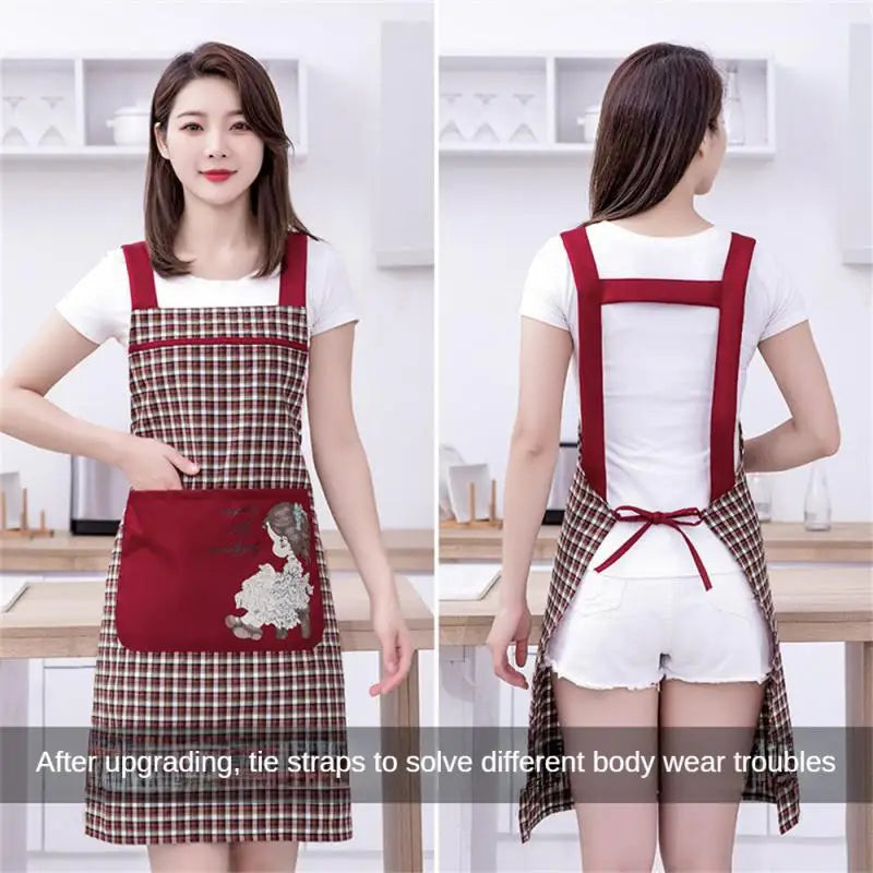 Household Women Kitchen Apron Wear Resistant Cartoon Girl Restaurant Uniform Breathable Cloth Antifouling Work Apron
