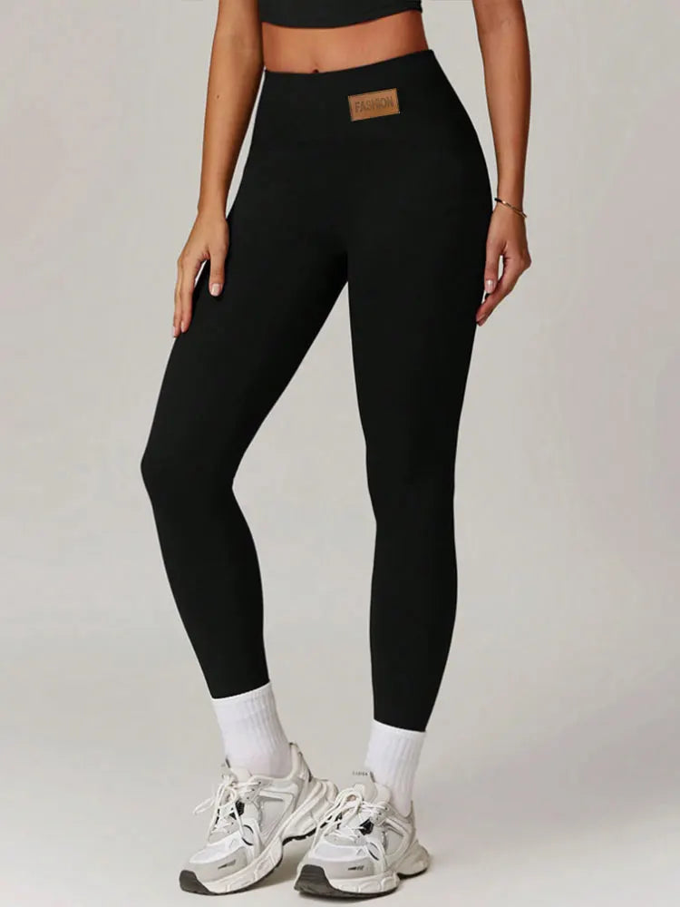 Retro High Waist Yoga Leggings Stylish Logo Soft Tummy Control Butt Lifting Stretchy Running Workout Yoga Plus Size Long Trouser