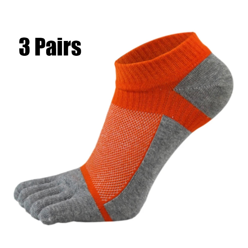 3 Pairs Five Finger Ankle Socks Cotton Men's Casual Mesh Breathable Comfortable No Show Socks With Toes